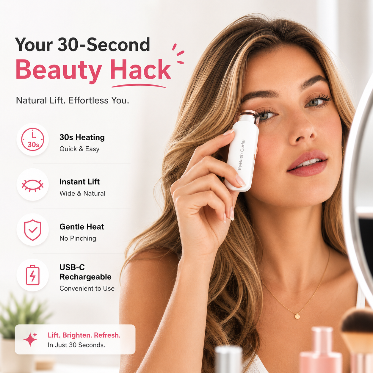 Kavora LashLift Pro – USB Heated Eyelash Curler for Long-Lasting Natural Curl