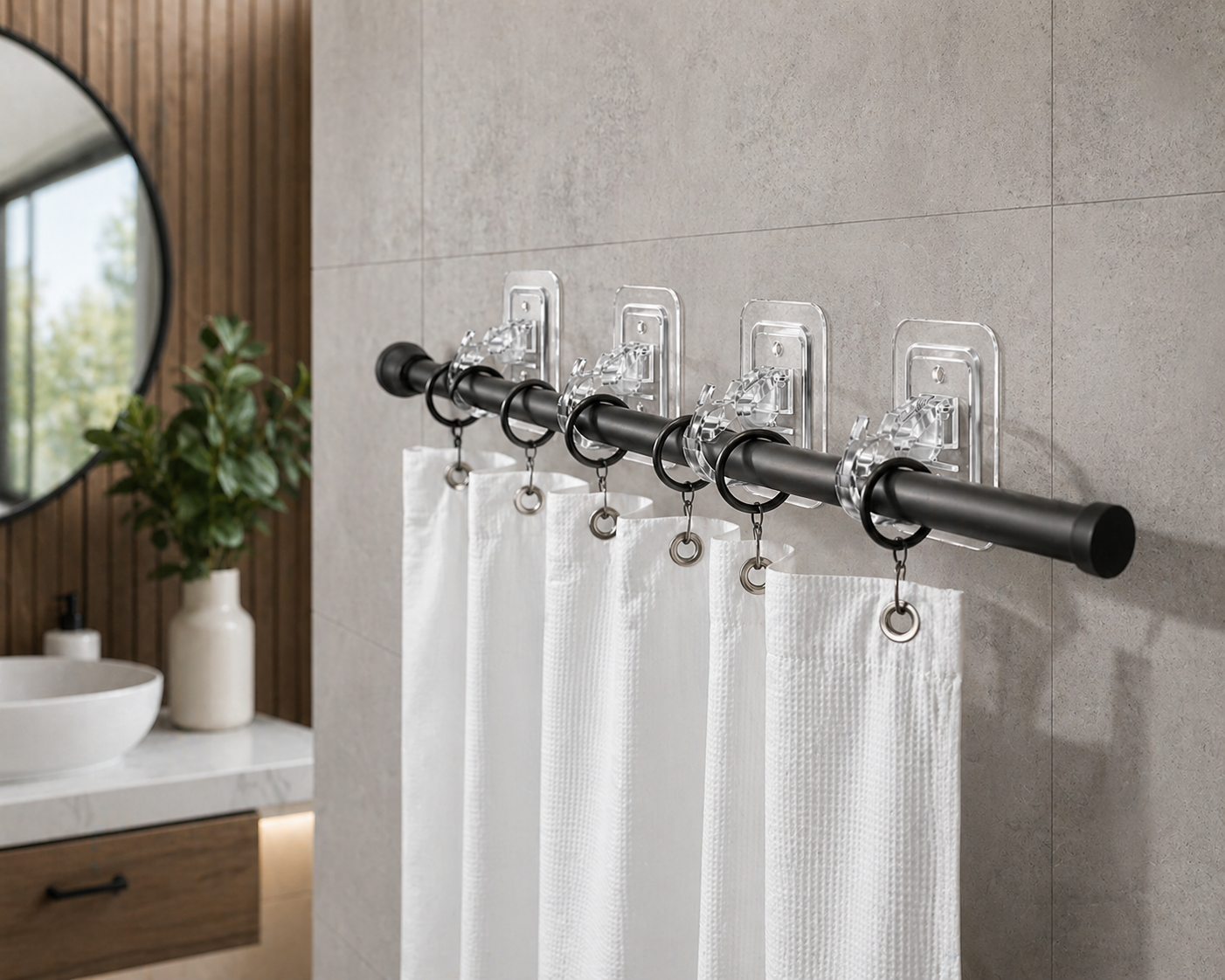 Kavora™️ ClearHold Curtain Brackets — Strong, Adjustable & Seamless Mounting (8PCS)