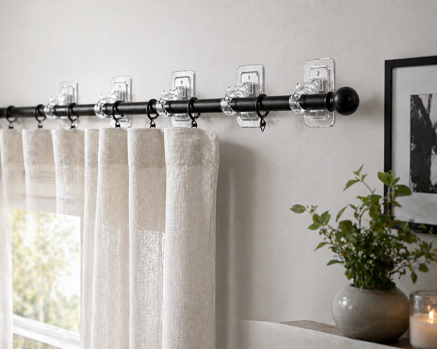 Kavora™️ ClearHold Curtain Brackets — Strong, Adjustable & Seamless Mounting (8PCS)