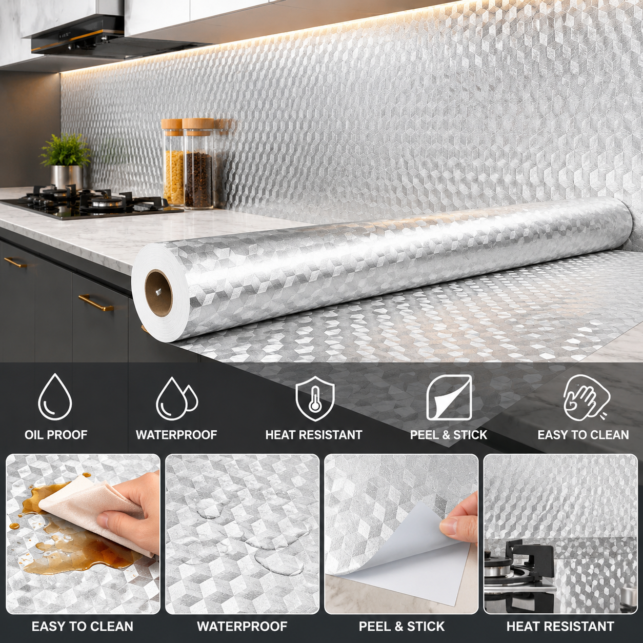 Kavora Kitchen Shield Peel & Stick Backsplash Wallpaper