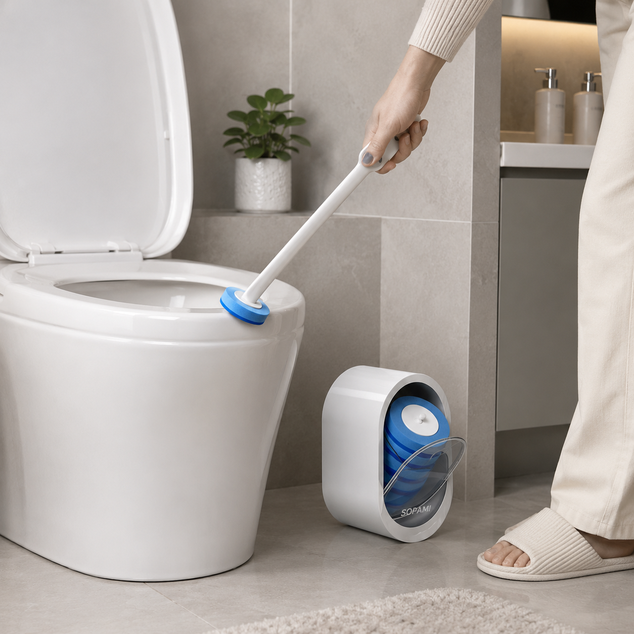 Kavora™ FreshClean Toilet Scrubber Kit – Self-Cleaning Disposable Pads for a No-Mess, No-Odor Bathroom Cleaning Experience