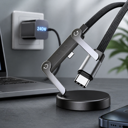 Kavora™️ PowerStand Cable — 240W Fast Charging & Hands-Free Phone Stand (2-in-1 Type-C)